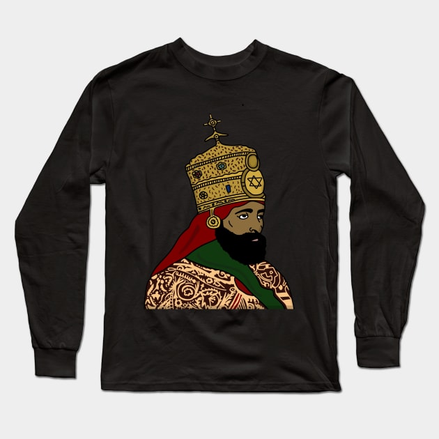 Ethiopia King Rastafari Long Sleeve T-Shirt by alzo